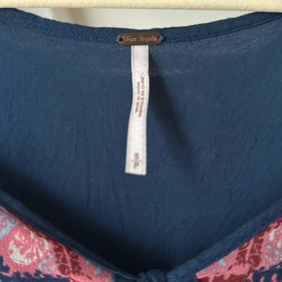 Free People Blue Pink White Mini Dolman Sleeve Flowy Dress S - Picture 4 of 5